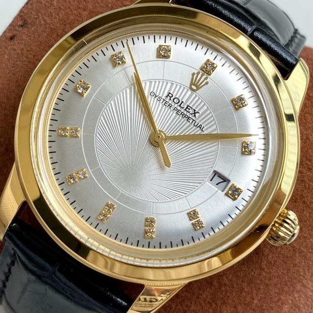 OYSTER PERPETUAL 40MM GOLD CASE LEATHER STRAP