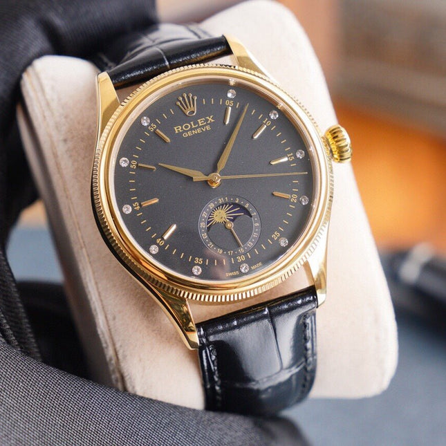 CELLINI 41 MOONPHASE GOLD CASE LEATHER