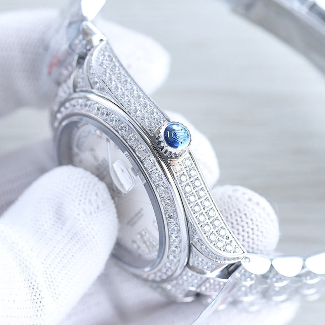 DAY-DATE 41 SILVER CUSTOM ALL DIAMOND