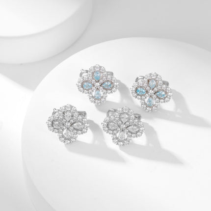 LOOP FULL DIAMOND MOTIF SILVER EARRINGS
