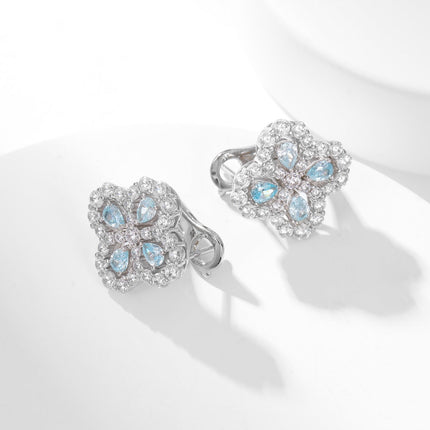 LOOP FULL DIAMOND MOTIF SILVER EARRINGS