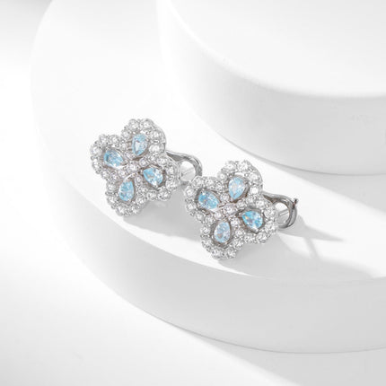 LOOP FULL DIAMOND MOTIF SILVER EARRINGS