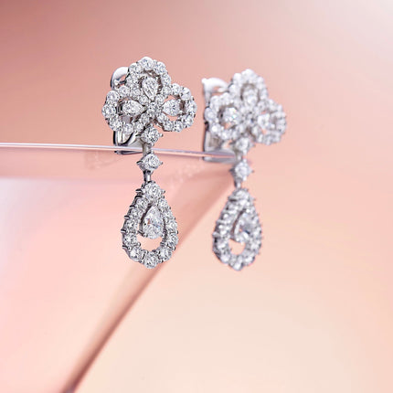 LOOP DIAMOND DROP SILVER EARRINGS