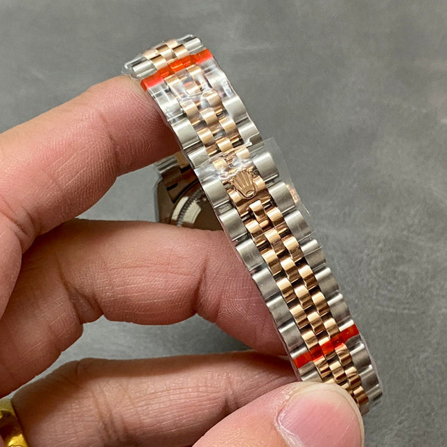 DATEJUST 28MM PINK GOLD STEEL CHOCOLATE DIAL