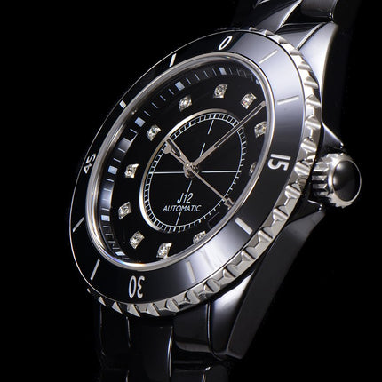 J12 38MM BLACK CERAMIC DIAMOND NUMERALS