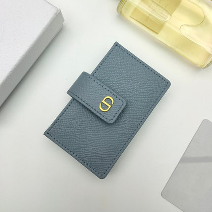 CARD HOLDER WALLET LADY GRAINED COWHIDE BLUE GRAY