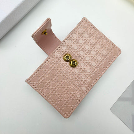 CARD HOLDER WALLET EMBOSSED COWHIDE LIGHT PINK