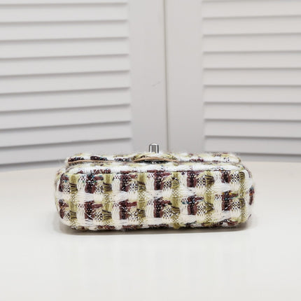 MINI FLAP BAG TWEED 8055 GREEN BROWN