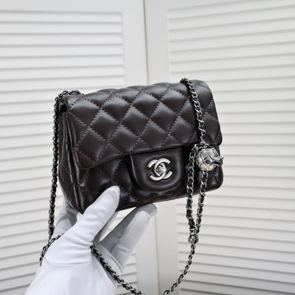 SMALL FLAP BAG 17CM 1786 BROWN SILVER