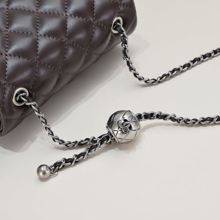 SMALL FLAP BAG 17CM 1786 BROWN SILVER