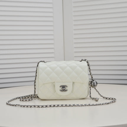 SMALL FLAP BAG 17CM 1786 WHITE SILVER