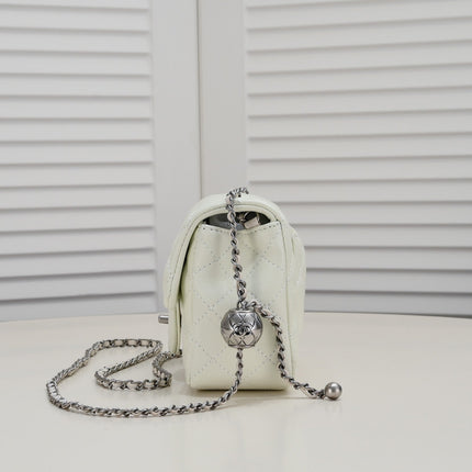 SMALL FLAP BAG 17CM 1786 WHITE SILVER