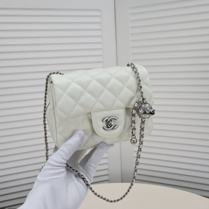 SMALL FLAP BAG 17CM 1786 WHITE SILVER