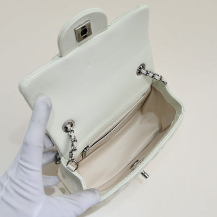 SMALL FLAP BAG 17CM 1786 WHITE SILVER