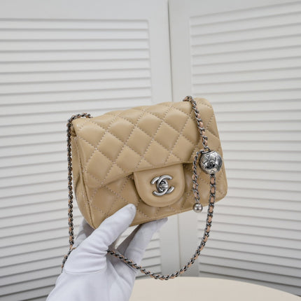 SMALL FLAP BAG 17CM 1786 PALE BROWN SILVER