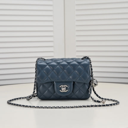 SMALL FLAP BAG 17CM 1786 SAPPHIRE BLUE SILVER