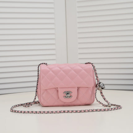 SMALL FLAP BAG 17CM 1786 PINK SILVER