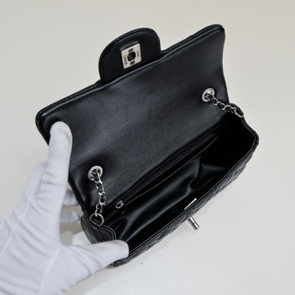FLAP BAG 20CM 1787 BLACK SILVER
