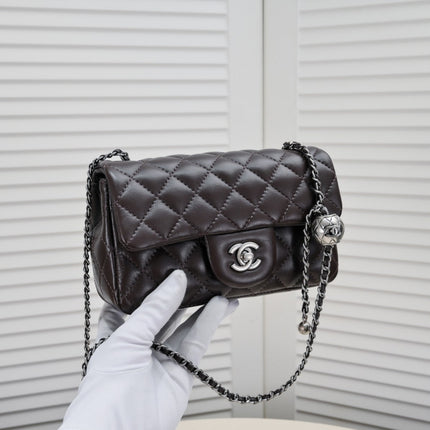FLAP BAG 20CM 1787 BROWN SILVER
