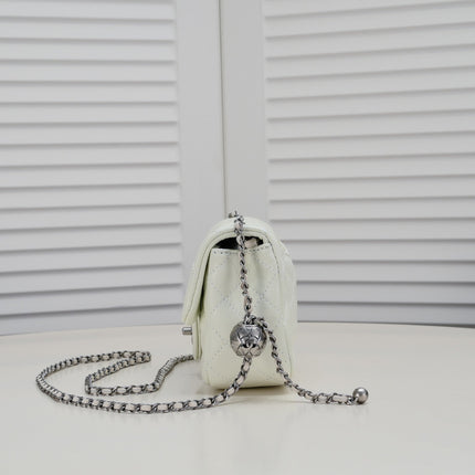 FLAP BAG 20CM 1787 WHITE SILVER