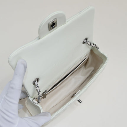 FLAP BAG 20CM 1787 WHITE SILVER