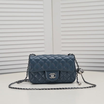 FLAP BAG 20CM 1787 SAPPHIRE BLUE SILVER