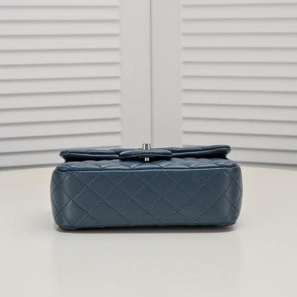 FLAP BAG 20CM 1787 SAPPHIRE BLUE SILVER