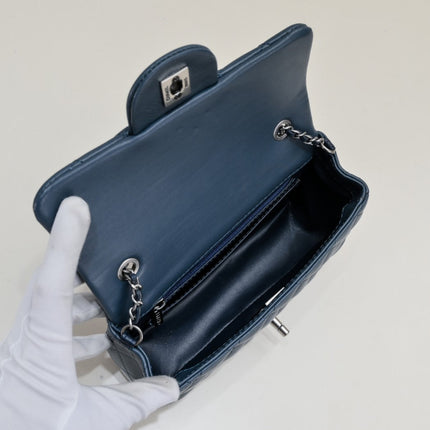 FLAP BAG 20CM 1787 SAPPHIRE BLUE SILVER