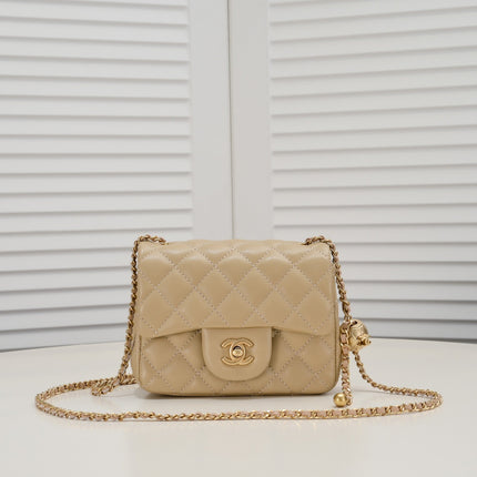 SMALL FLAP BAG 17CM 1786 PALE BROWN GOLD
