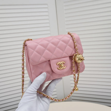 SMALL FLAP BAG 17CM 1786 PINK GOLD
