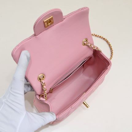 SMALL FLAP BAG 17CM 1786 PINK GOLD