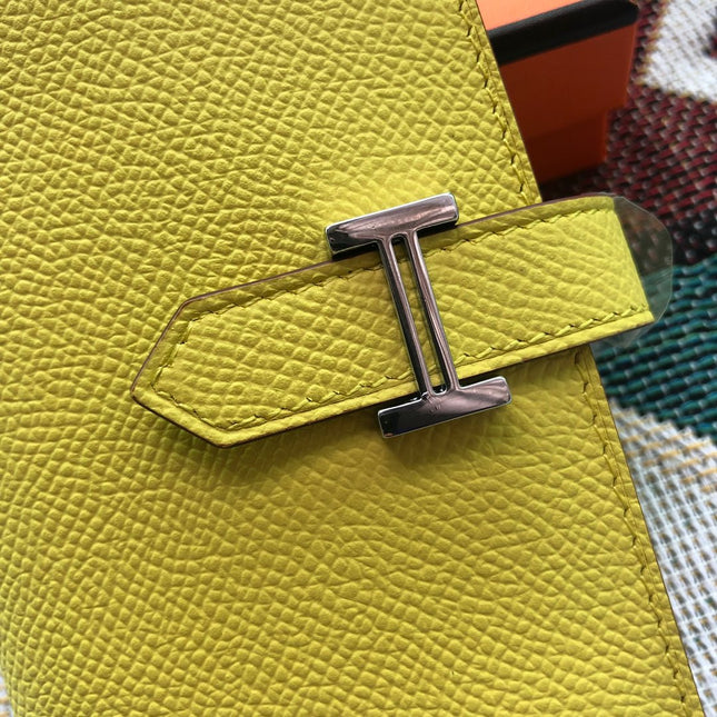 BEARN COMPACT WALLET 12 IN SUNSHINE YELLOW EPSOM LEATHER