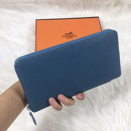 HM SILK'IN CLASSIC WALLET 20 CERULEAN GRAINED CALFSKIN