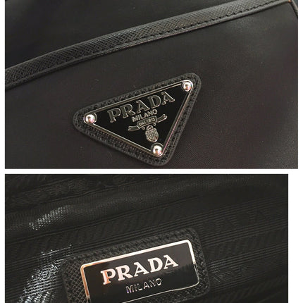 CROSSBODY BAG 20 IN BLACK RE-NYLON AND SAFFIANO LEATHER TRIM