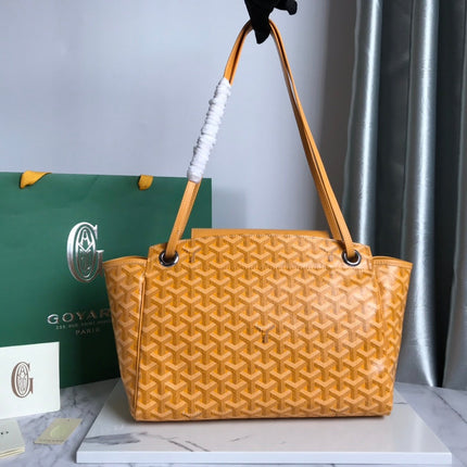 GOYA 26S ROUETTE PM TOTE BAG 30MM IN CARAMEL BROWN CANVAS AND CALFSKIN
