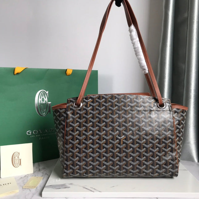 GOYA 26S ROUETTE PM TOTE BAG 30MM IN BROWN CANVAS AND CALFSKIN