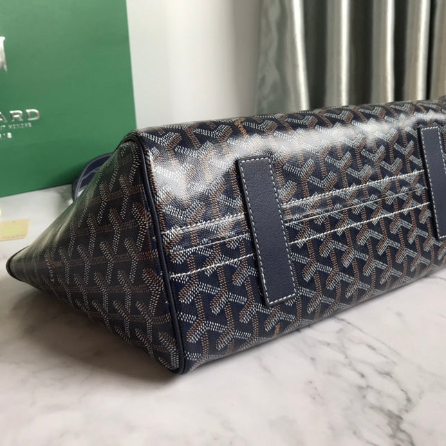 GOYA 26S ROUETTE PM TOTE BAG 30MM IN NAVY BLUE CANVAS AND CALFSKIN