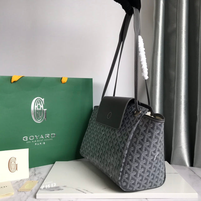 GOYA 26S ROUETTE PM TOTE BAG 30MM IN GRAY CANVAS AND CALFSKIN