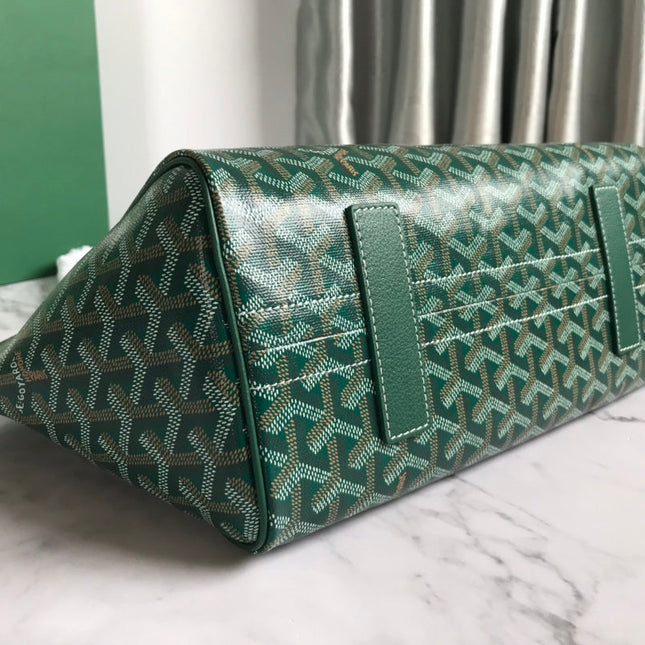 GOYA 26S ROUETTE PM TOTE BAG 30MM IN DARK GREEN CANVAS AND CALFSKIN