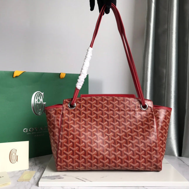 GOYA 26S ROUETTE PM TOTE BAG 30MM IN DARK RED CANVAS AND CALFSKIN