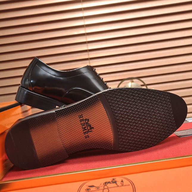 HM BUSINESS LACE UP SHOES GLOSSY BLACK CALFSKIN