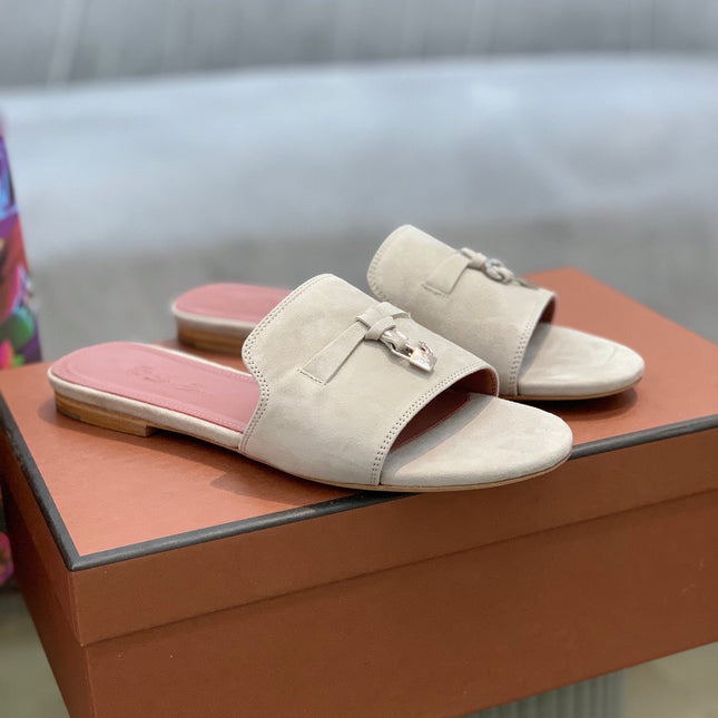 LP SUMMER CHARMS SANDALS LIGHT GRAY AND PINK SUEDE