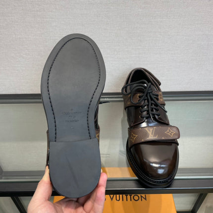 LV DERBY HARNESS SHOES IN CHOCOLATE BROWN CALFSKIN