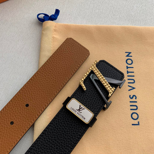 LV 25S BELT 38 MM IN BLACK CALFSKIN 593212