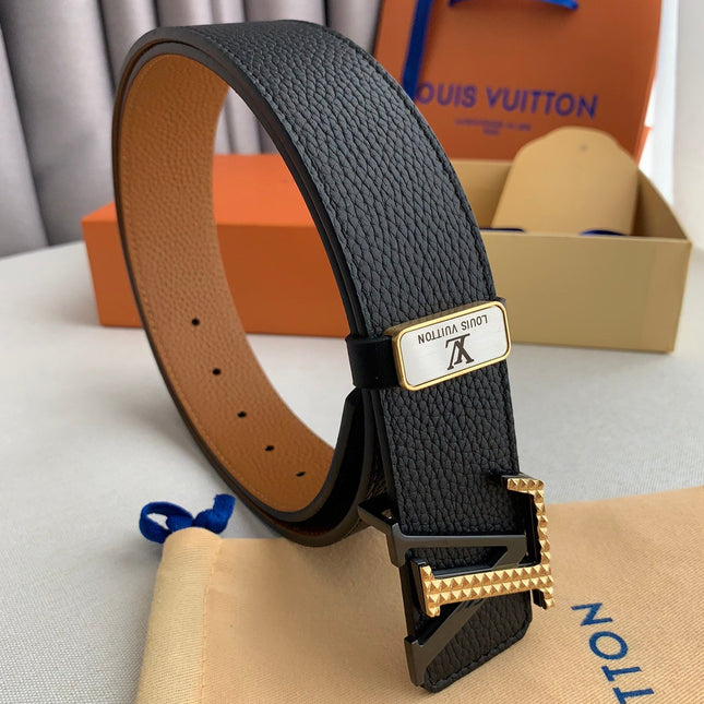 LV 25S BELT 38 MM IN BLACK CALFSKIN 593212
