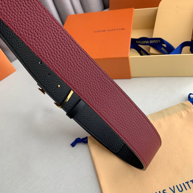 LV 25S BELT 38 MM IN DARK RED CALFSKIN 593214