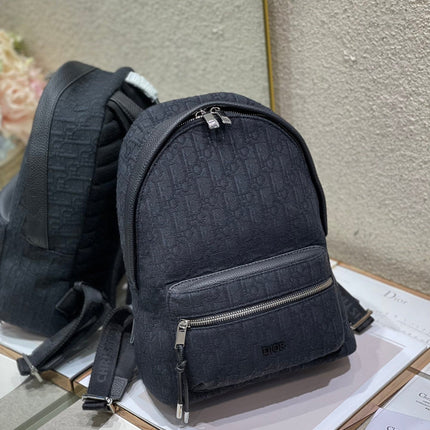 DIOR 26S RIDER BACKPACK 30 IN BLACK OBLIQUE JACQUARD