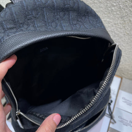 DIOR 26S RIDER BACKPACK 30 IN BLACK OBLIQUE JACQUARD