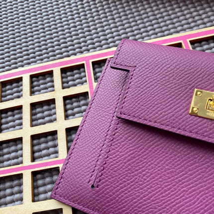 HM Kelly Pocket 13.5 Purple Epsom Ghw