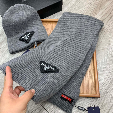 SET SCARF AND HAT IN MOUSE GRAY WOOL AND RABBIT FUR 386078